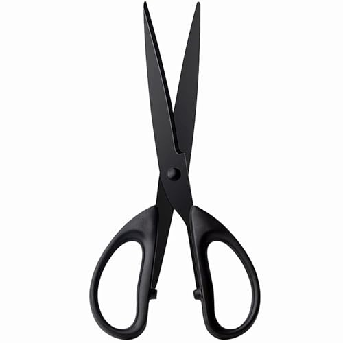 AxeWoodz Black Office Scissors 7 Inch All Purpose Sharp Scissor Stainless Steel Blade Shears Straight ABS Handle Shear for Paper, DIY Craft, Office, School, Home