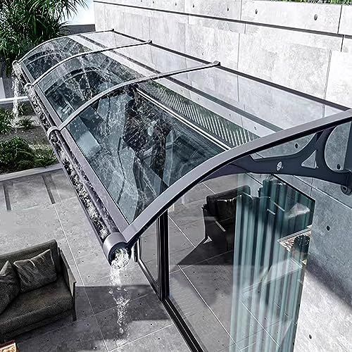 Sink Aluminum Alloy Door Canopy Awning Shelter,Transparent Polycarbonate Cover,Window Rain Shelter Cover,Patio Porch Awning,Outdoor Rainproof Balcony Courtyard Window Awning (60x210cm/24x83)