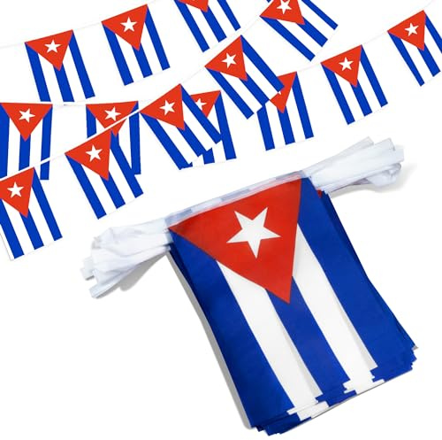 Anley Cuba String Flag Vimpelflaggor, patriotiska evenemang 10 oktober kubanska självständighetsdagen Dekoration Sportbarer - 33 fot 38 flaggor