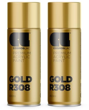 COSMOS LAC Sprühlack Sprühdose - 400ml - Sprühfarbe für den DIY-Bereich, geeignet für alle Oberflächen - Lackspray (2, Gold)