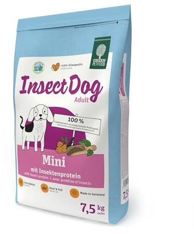 Green Petfood InsectDog Mini - Nourriture sèche de qualité supérieure pour Petits Chiens Adultes - Protéines d'insectes comme Seule protéine Animale - sans blé - 1 Paquet
