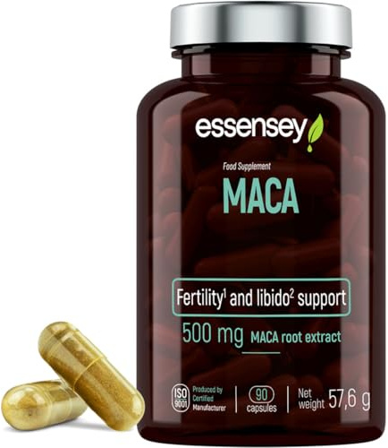 Essensey MACA Root Extract Capsules - 90 Capsules, Fertility & Potency Support, Vegan-Friendly Supplement