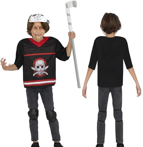 FIESTAS GUIRCA Hockeymördare kostym för pojkar - mördare kostym med mask - halloweendräkter för barn mellan 5 och 6 år