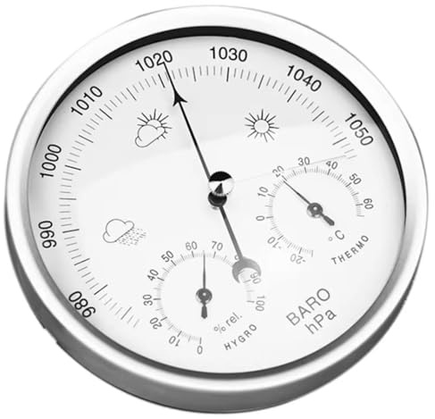 Utomhusbarometer, barometertermometer hygrometer, 3-i-1 analog väderstation, barometrar för hemväggen, nummer-barometer, för vardagsrum, terrass, kontorsväggdekoration (132 mm/5,2 tum)