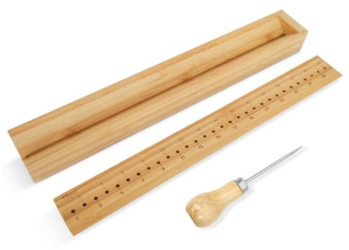 Whemyreat Fustelle da taglio e rilegatura in legno da 32 cm, con punteruolo, strumenti per bricolage, rilegatura di libri e accessori da cucito, culla da taglio