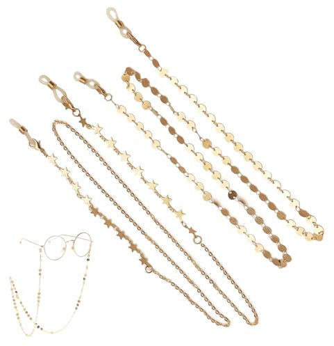 BSITSSS 2 Piezas Cordones para Gafas, Cadena para Gafas Mujer, Oro Lentejuelas de Estrellas Cordones Gafas para Mujeres Niñas