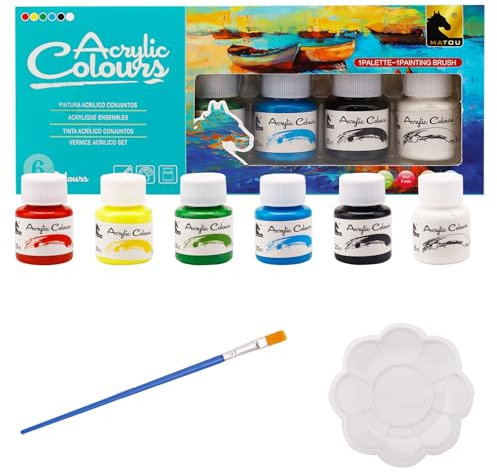 Nurila Porzellanfarbe Spülmaschinenfest, 6 Farben 25ML Glasfarbe Keramik Bemalen Set mit Farbwanne und Pinsel, Glasfarbe Spülmaschinenfest, Glasmalfarbe für Tassen, Keramik, Glas