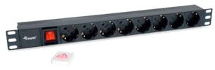 Regleta - 8 Tomas para Rack, con Interruptor, 1.8 m de Cable, Color Negro. Ideal para organizar Conexiones eléctricas.