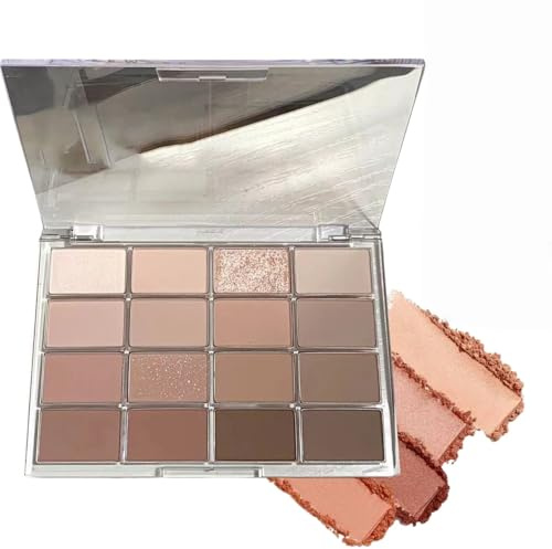 16 Colours Brown Grey Nude Eye Shadows Palette,Long Lasting Shimmer Eyeshadow Make-Up Palettes,Waterproof Brown Eyeshadow Palette,Neutral Makeup Eye Shadows Palettes,Smoky Eyeshadow Palette Makeup