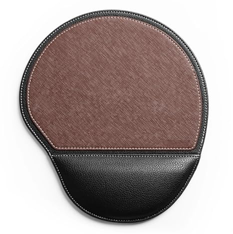 Musmatta Handledsdyna PU Handledsstöd Halkskyddande musmatta Stödmatta Datormusmatta for kontorsdator Gamer(24055-Black Brown)