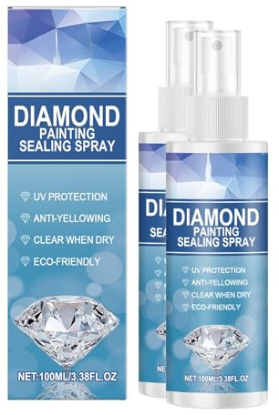 100ML Diamond Painting Sealing Spray, Updated 5D Diamond Painting Glue Sealer Permanent Hold & Shine Effect Conserver Dries Transparent for Diamond Painting and Jigsaw Puzzles (2 Pcs)