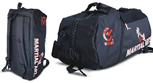 BAY Martial Arts 55x30 Medium Sporttasche mit Rucksack-Funktion, Schwarz, Nylon, Kampfsporttasche, Judo, Karate, MMA, Thaiboxen, Muay Thai, UFC, Aikido, Rucksack