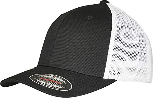 Flexfit Unisex Trucker Recycled Mesh Baseball Cap, Black/White, L/XL