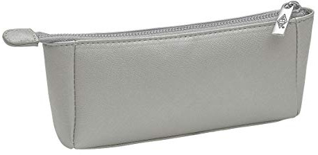 WEDO 24265554 skolpennfodral die CLUTCH, 3 fack, 4 öglor för pennor, lättskött, silvergrå