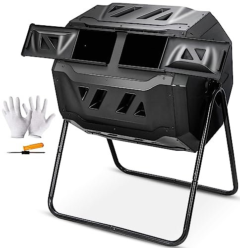 Grand gobelet de compostage d'une capacité de 100 litres, composteur à double chambre, poubelle rotative d'extérieur pour déchets de jardin et cour