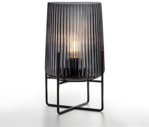 MJ PREMIER Tischlampe Kabellos,Batteriebetrieben Tischlampe Vintage Tischleuchte Ohne Kabel Nachttischlampe Glas mit Timerfunktion Akku Led Tischlampen Outdoor für Außen Wohnzimmer,Balkon, Garten S