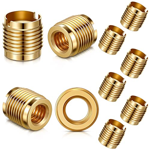 Leifide 10 Pcs Brass Threaded Inserts 3/8-16 Internal Threads Dual Threaded Inserts for Wood Nutsert Furniture Screw-in Nut 0. 625 Inch Knife Threads Beer Wooden Tap Handle Insert Homebrew Hardware