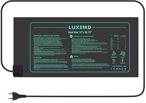 LUXBIRD Fröplanta värmematta, Värmeplatta för plantor inomhus för groning, Optimal värmekälla för plantor, 21 watt, IP67 Vattentät, 52,7 x 25,4 cm LB-HM21W