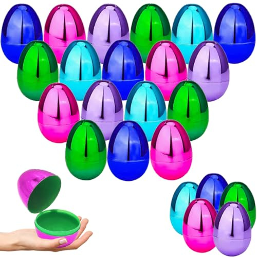 The Dreidel Company Fillable Easter Eggs (24-Pack) Metallic Bright Colors with Hinge Bulk Plastic Easter Eggs, Perfect for Easter Egg Hunt, Surprise Egg, Easter Hunt, 2.25 Assorted Colors