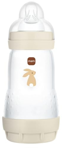 MAM | Biberon Easy Start Anti-Colique 2+ mois débit moyen (260 ml) Sable – Biberon pour réduire les coliques et l'inconfort de bébé – Biberon bébé compatible avec l'allaitement maternel