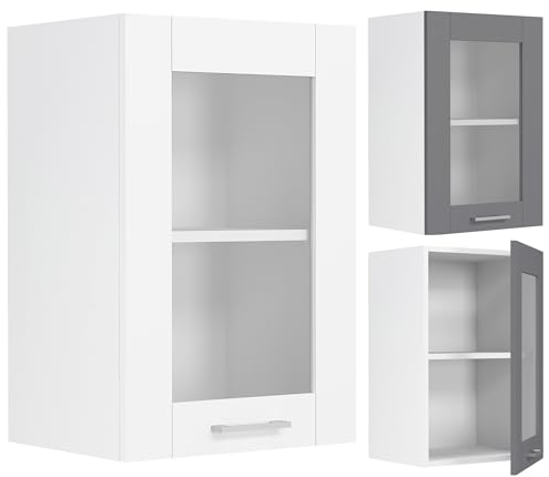 VCM Küchenschrank hängend | Maße ca. H. 60 x B. 40 x T. 31 cm | Hängeschrank mit Glas im Landhaus Stil | Küchenmöbel – Colura