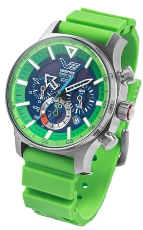 Vostok Europe Expedition North Pole Solar Chronograph Herrenuhr mit 2 Armbändern in verschiedenen Varianten, Grün/Grün, Sport