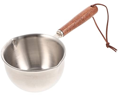 PRETYZOOM Casserole à Lait Inox Avec Manche Bois Petite Casserole Pour Bouillir Huile Et Sauces