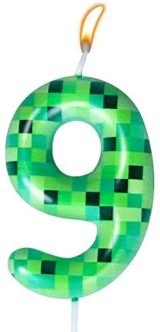 Pixel födelsedagsljus ljus, födelsedagsljus siffror 9, gröna pixel ljus födelsedag, TNT tårtdekoration, tecknad spel tårtdekoration, för födelsedag examen bröllop festtillbehör (nummer 9)