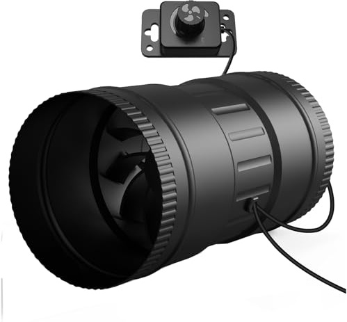 Brogachy 100 mm Ventilador Extractor en línea 170 m³/h Ventilación Extractor de aire de 6 W con controlador de velocidad Bodega húmeda, garajes, cultivo hidropónico tienda, cuarto de baño.