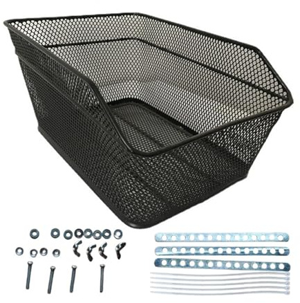 Panier de vélo arrière, 40x30x20cm / 17.4x11.8x7.9in Enfants Vélo Carrier Cargaison Rack Fil métallique Chiens Grande capacité Stockage d'épicerie Fruits pour Scooter é