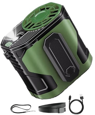 Ventaglio da Cintura Portatile Ricaricabile,Ventaglio Personale ad Aria Fresca Indossabile | Dispositivo Raffreddatore Ricaricabile con Torcia e 100 Velocità per Uomini Bambini Viaggi