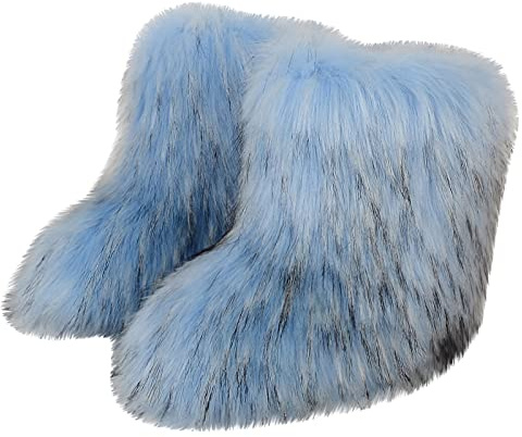 AEGJEGVD Bottes de Neige Femme Fausse Fourrure épaisses Bottes mi Mollet Femmes en Fourrure Moelleuse Hiver Neige Chaussures d'Intérieur Extérieur Botte Doublure Chaude Confort Antidérapant Boots Ski