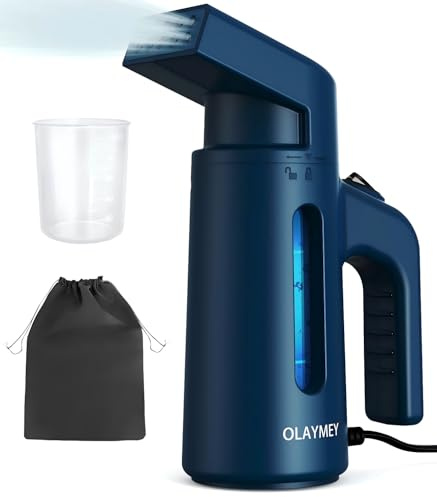 OLAYMEY Steamer Dampfglätter, 30g/min Konstante Dampfleistung, 220ML Wassertank 20S Aufwärmzeit, Tragbarer Steamer Dampfbürste Faltenentferner, Reise Dampfbügeleisen für Reisen, Büro, Zuhause