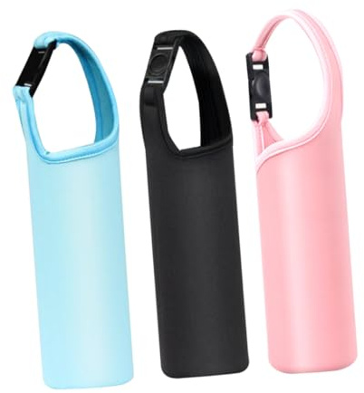 Gogogmee Lot de 3 Housses Isothermes en Néoprène Poignée à Boucle Protection Anti-Rayures pour Bouteilles en Verre et INOX Étui de Transport Portable pour Sacoche Isotherme Noir Bleu