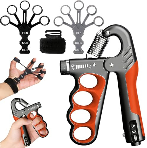 ZXBBTZ Allenatore per l'Avambraccio con 2 Trainer per Dita Allenatore per la Forza di Presa da 5-100 kg Trainer per Allenare Le Mani Rinforzo per l'Avambraccio Hand Grip per Allenamento per Le Mani