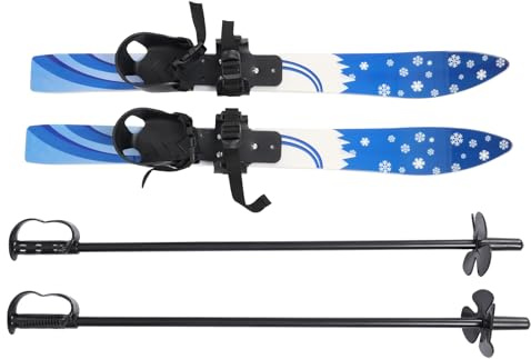 Kids Skis with Poles for Beginners, 110 lbs Load Capacity Ski Poles Kids with Adjustable Bindings Cross Country Ski Set for Boys & Girls 2-8 Years Old