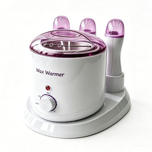 BACTIBLAST Scaldacera professionale 4 in 1, Scalda Cera per Ceretta 800 ml + 3 Ceretta Rullo 100 g con interruttori indipendenti, Kit Ceretta adatto alla depilazione completa del corpo (Rosa)