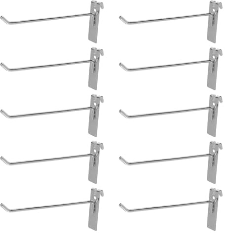 HEALSOPTHY Ganchos para Paneles Perforados de Metal 6 Mm X 20 Cm, 10 Piezas, Ganchos para Estantes y Herramientas, Accesorios de Almacenaje para Garaje, Cocina y Tienda Industrial