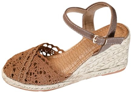 YIzdegg sandaler dam espadriller, sommarskor, stängda pantoletter, lätta att släppa ventilerande promenadsandaler, halkfria utomhussandaler, bekväma damsandaler för strandsemester, platåkilar