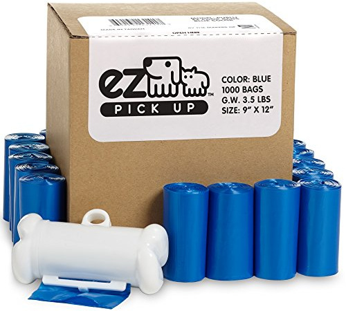 EZ Pick Up - 1000 Count Pet Dog Waste Bags, Blue 9x12, 50 Rolls, 1000 Poop Bags