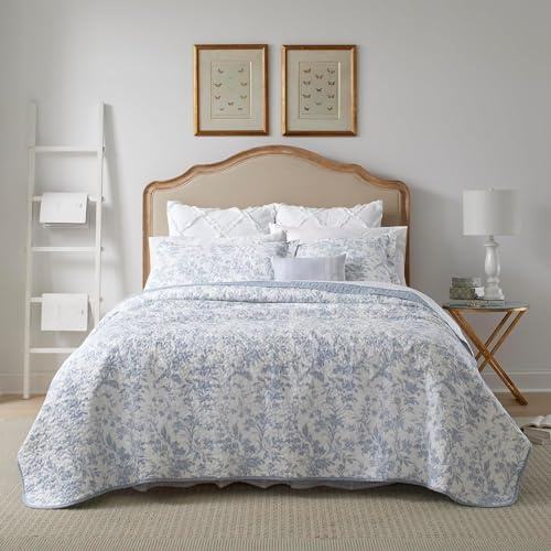 Laura Ashley Home - Amberley Collection - Luxurious Ultra Soft Comforter Set, Comfortable and Stylish, Seasons, Queen, Spa Blue