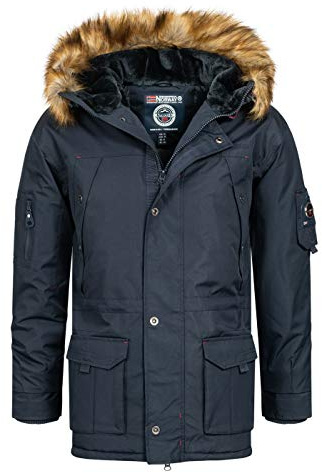 Geographical Norway Alaska, Parka Invernale con Cappuccio e Pelliccia (Marino, S)