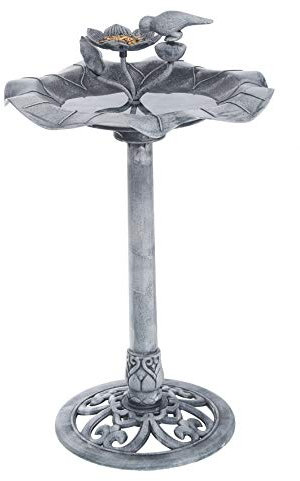 Dragimex Vogeltränke in Steingrau aus wetterfestem Kunststoff