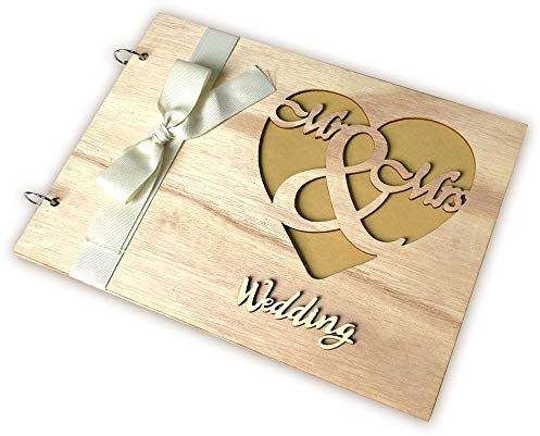 Libro degli Ospiti di Nozze Personalizzato - Album in Legno per Matrimonio, Festa di Fidanzamento, Compleanno - Kraft
