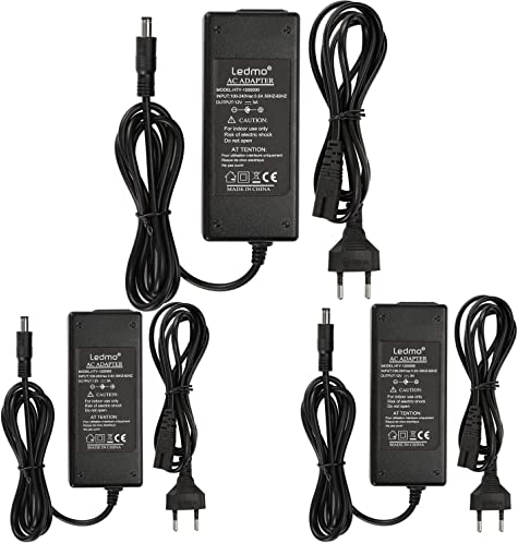 ledmo 3 Pack Alimentation Adaptateur,Transformateurs 12V 5A,Transformateurs Bande 60W Chargeur pour PC Portable, LED Ruban, LCD TFT Monitors, DVD, TVs etc.