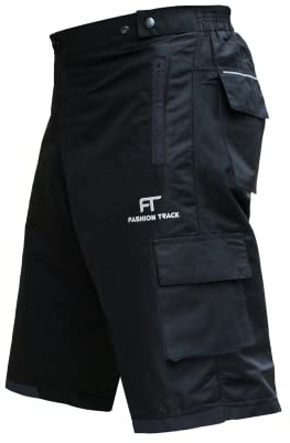 Fashion Track MTB Shorts - Inner Padded, Baggy, Breathable Mens Mountain Bike Shorts - 6 Pockets Cycle Shorts for Cycling, Running, Hiking and Outdoor Lifestyle (XXL, Black)