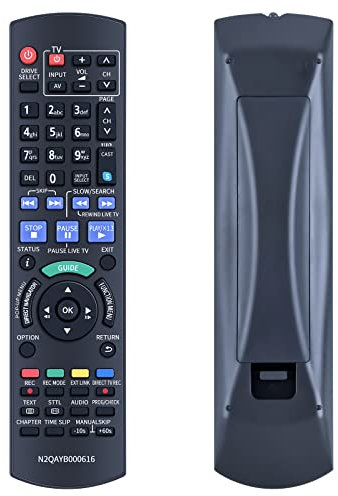 TCNOUMT N2QAYB000616 Télécommande de rechange pour enregistreur DVD Panasonic Blu-Ray DMR-BWT700EC DMR-BST700EG DMR-BST700 DMR-BST701 DMR-BST800 DMR-BWT700 DMR-BWT800 – Aucune configuration requise