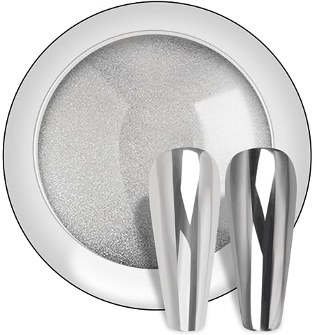 Silber Chrom Nagelpuder – DRMODE Silber Spiegeleffekt Chrome Pigment Pulver für Nägel,Metallic Glitzerpuder Nagelkunst-Pulver für DIY Salon