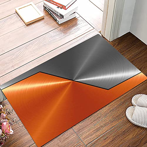 Badematte 50x80cm, Rutschfeste Badteppich, Orange und Grau, 3D-Stil Maschinenstrukturbild Detaillierte moderne Kontrastfa,Mikrofaser Badvorleger mit, Wasserabsorbierende Weiche teppiche für Badezimmer