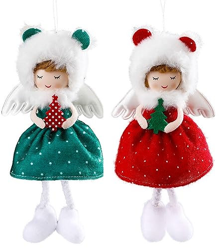 Decorazioni Natalizie 2 Pezzi Bambole Natalizie Decorazioni per Albero di Natale in Peluche Angioletti Natalizi da Appendere Bambola Angelo per Albero di Natale Casa Feste
